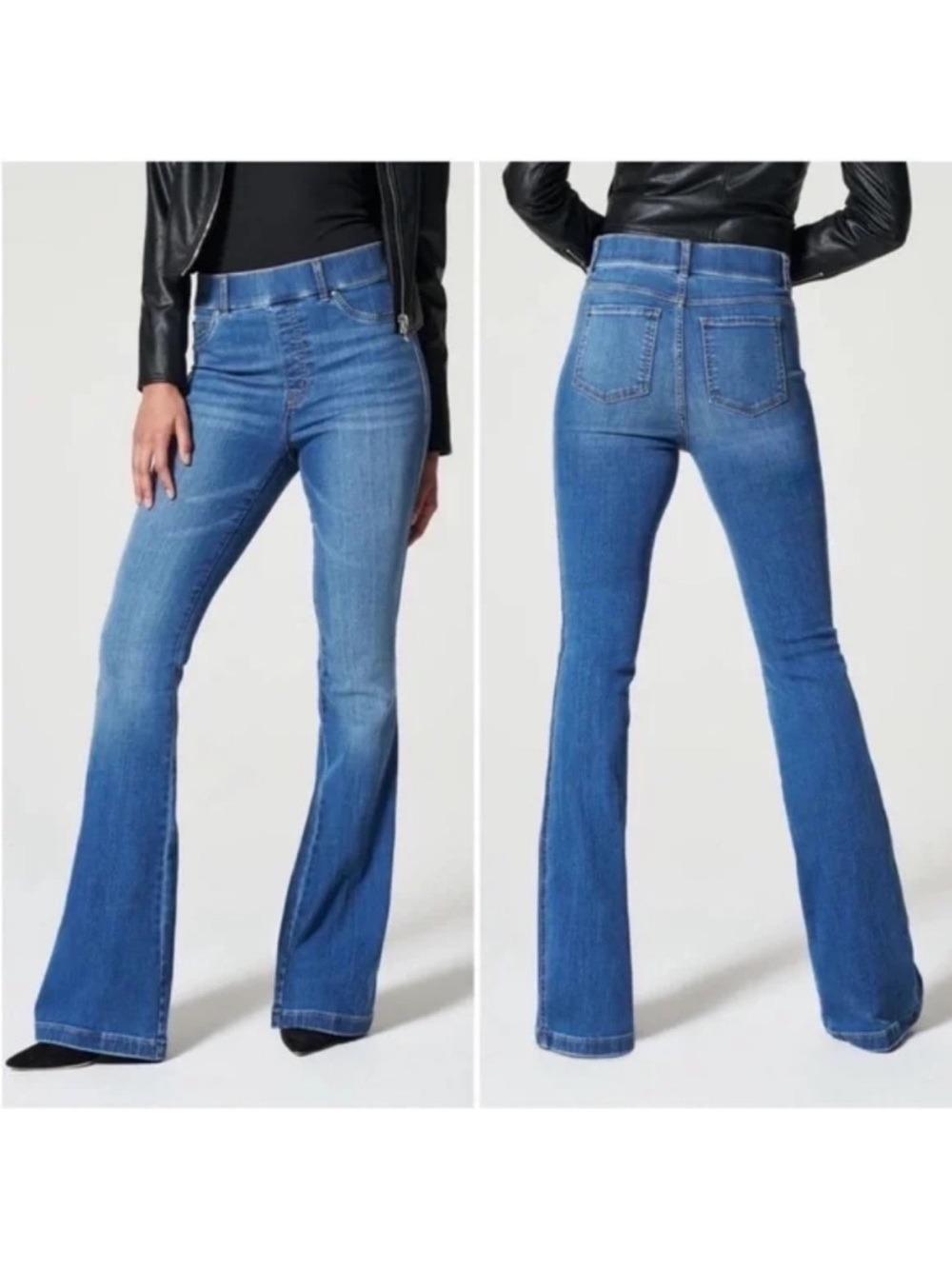 SPANX EVERYWEAR TummyTamer FLARE JEANS High Rise Vintage Indigo Size L